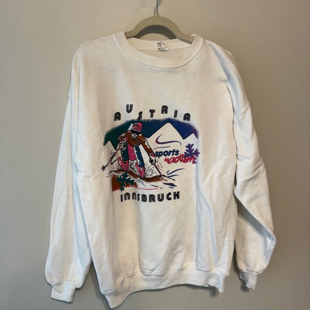 White Vintage Austria Innsbruck Ski Sweatshirt